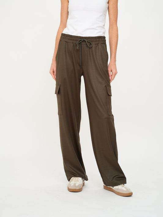 Shiny Olive Cargo Pant
